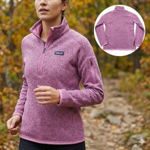 Patagonia Womens Better Sweater 1/4 Zip Fleece Pullover MBPI Pink Heather Size S